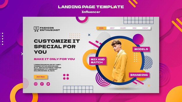 Influencer landing page template