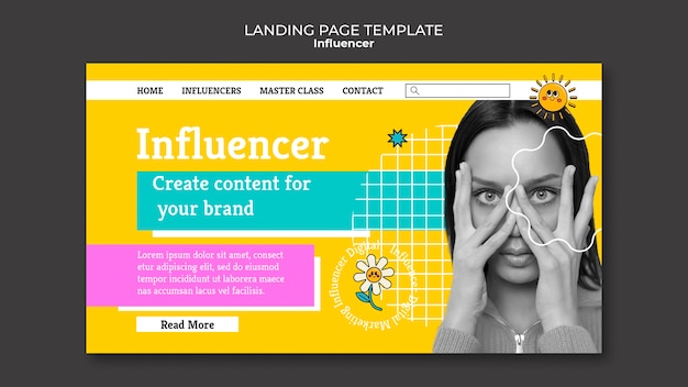 Free PSD influencer lifestyle landing page template