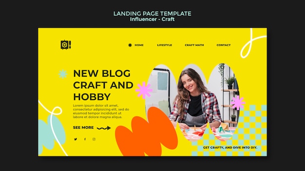 Free PSD influencer lifestyle landing page template