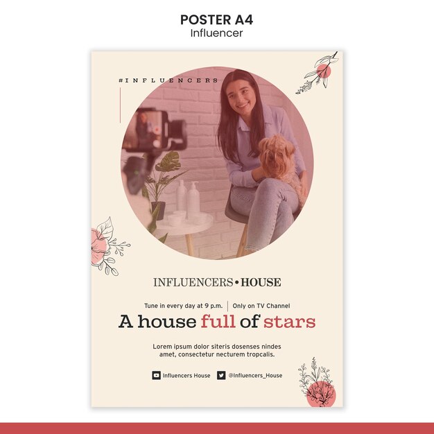 Influencer poster template with photo