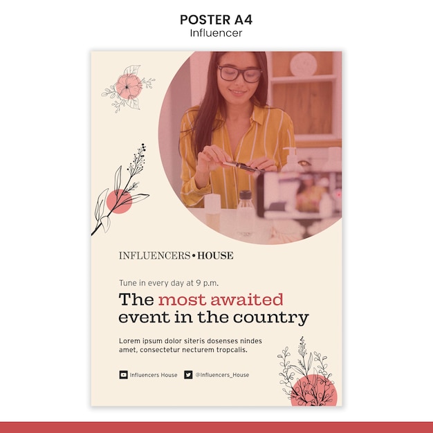 Influencer poster template with photo