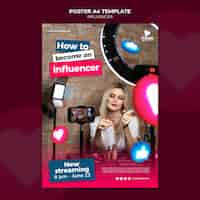 Free PSD influencer poster template with photo