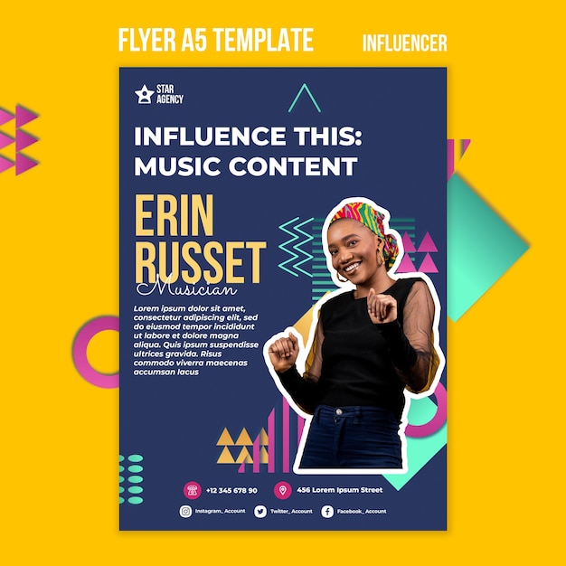 Free PSD influencer print template with photo