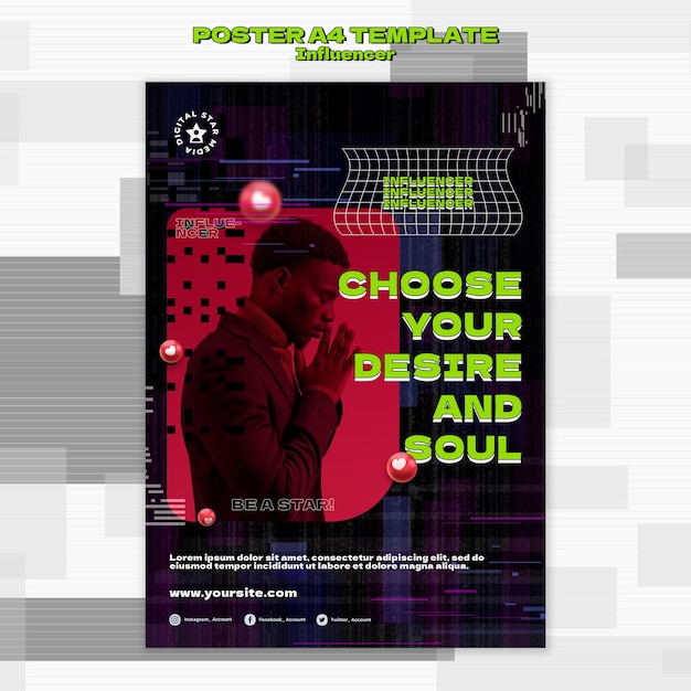 Free PSD influencer print template with photo