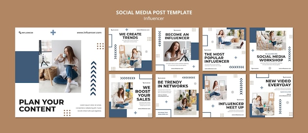 写真付きのインフルエンサー ソーシャル メディア投稿テンプレート