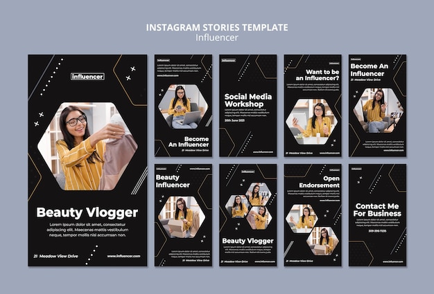 Influencer social media stories set