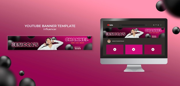 Influencer youtube banner template