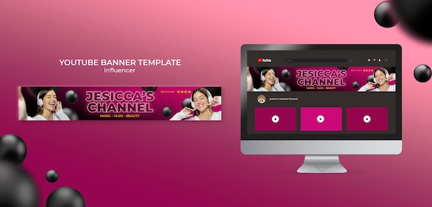 Free PSD influencer youtube banner template