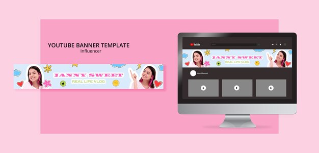 Influencer youtube channel art design