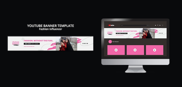 Free PSD influencer youtube channel art template design