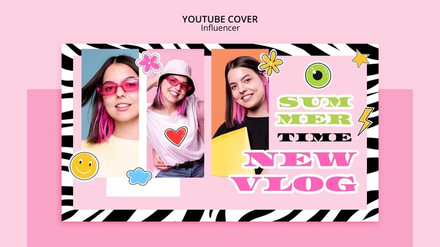 PSD gratuito design della copertina di youtube dell'influencer