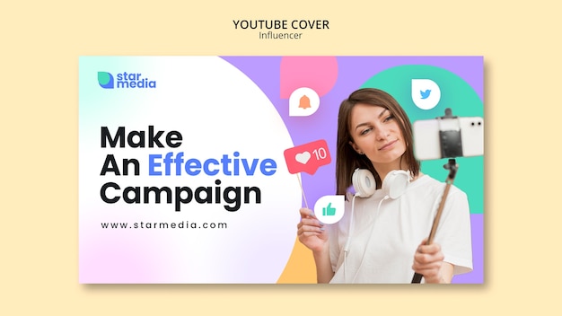 Influencer youtube thumbnail design template