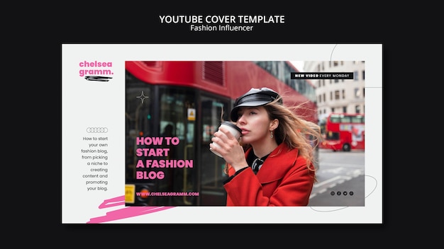 Design del modello di anteprima di YouTube dell'influencer