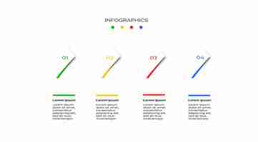 PSD gratuito design della freccia infografica con 4 opzioni o passaggi