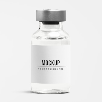 Injection glass bottle label mockup with aluminum cap