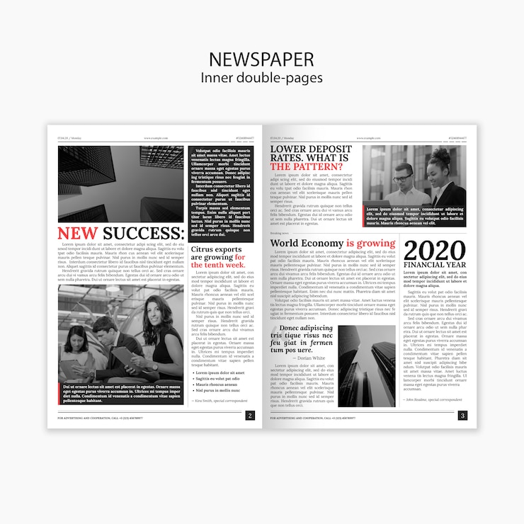 Free PSD inner double-pages newspaper and interesting stories