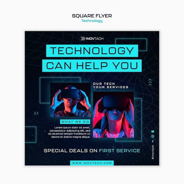 Free PSD innovative technology square flyer template