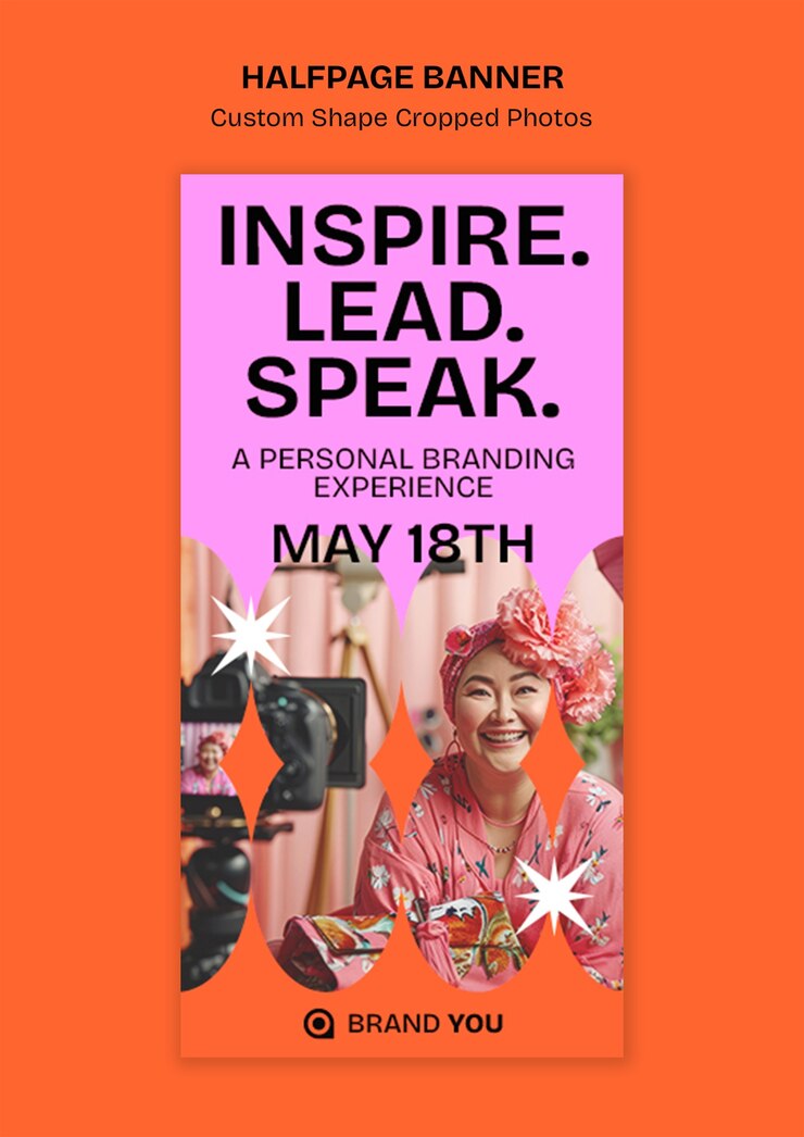 Free PSD inspire, lead, speak: a personal branding experience