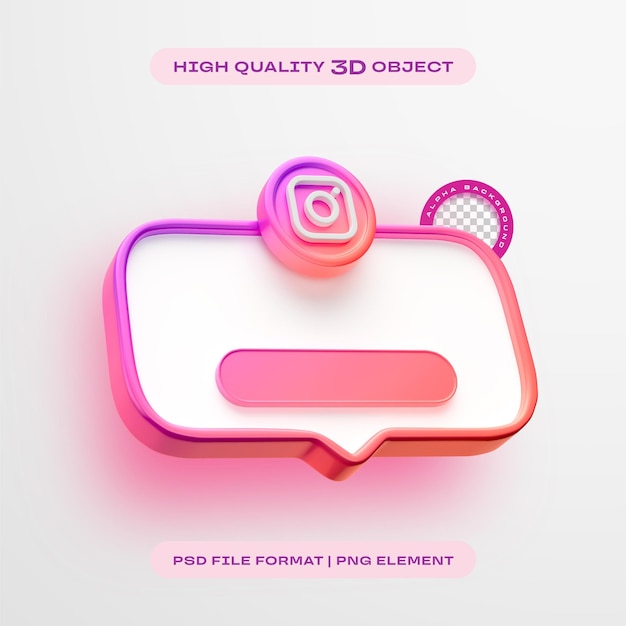 Seguici su instagram banner element icon isolato render 3d