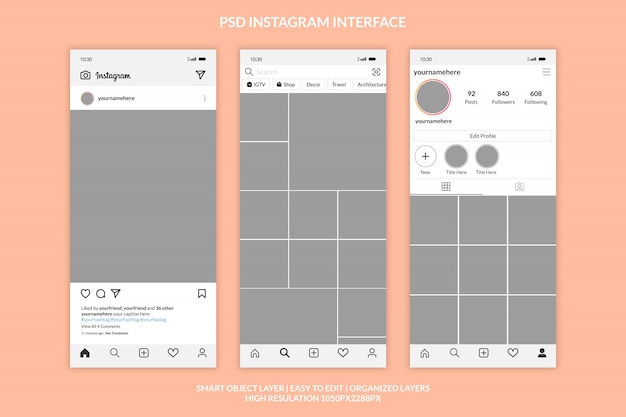 Instagram interface template premium