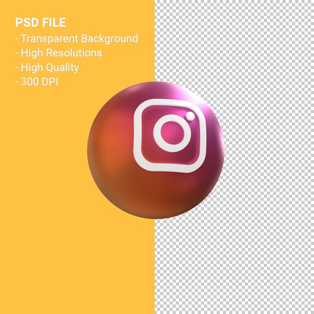 分離されたinstagramの3dバルーンシンボルレンダリングのいいねまたは愛のアイコン プレミアムpsdファイル