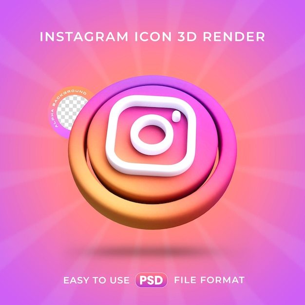 Free PSD instagram logo icon isolated 3d render illustration