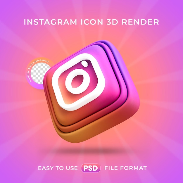 Бесплатный PSD Икона логотипа instagram изолированная 3d-илюстрация