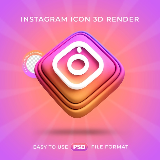 Бесплатный PSD Икона логотипа instagram изолированная 3d-илюстрация