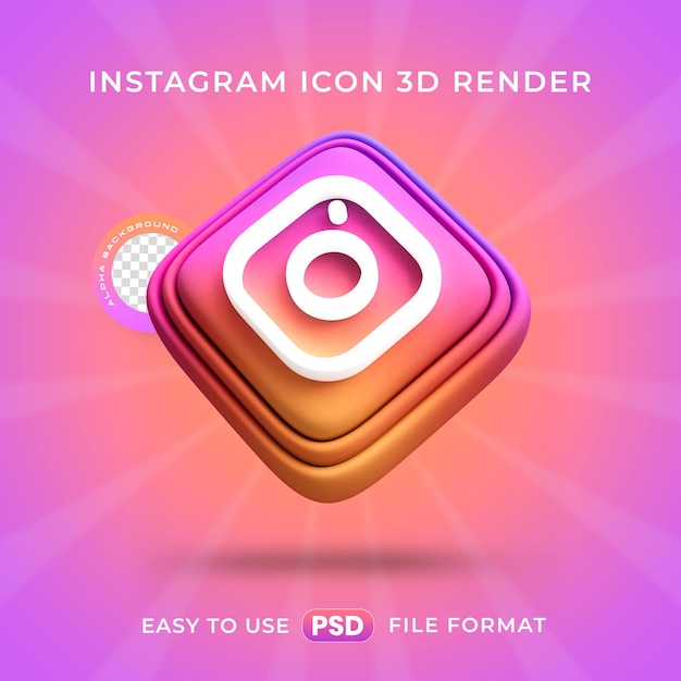 Икона логотипа instagram изолированная 3d-илюстрация