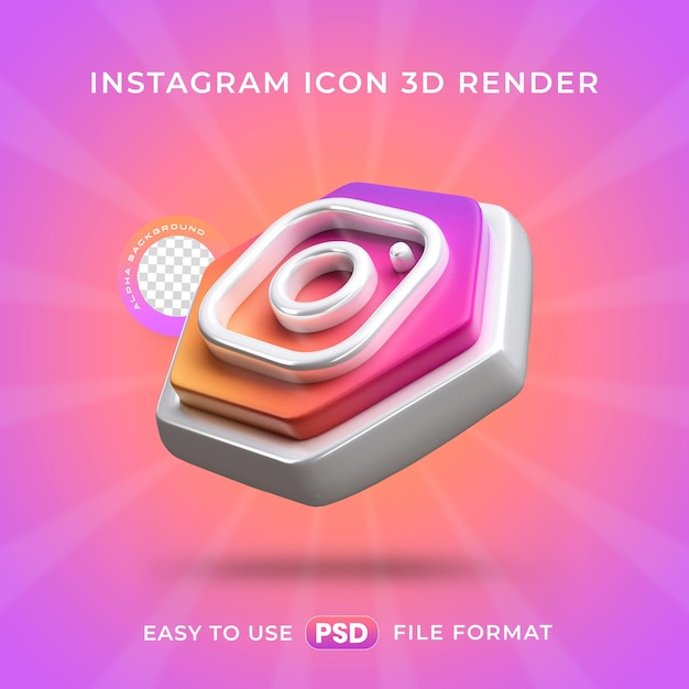 무료 PSD 인스타그램 로고 아이콘 고립 3d 렌더 일러스트레이션