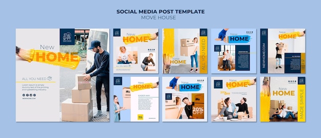 無料PSD ホームリロケーションサービスのためのinstagramの投稿コレクション
