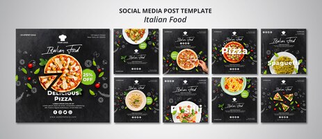 免费PSD instagram发布收集传统的意大利美食餐厅