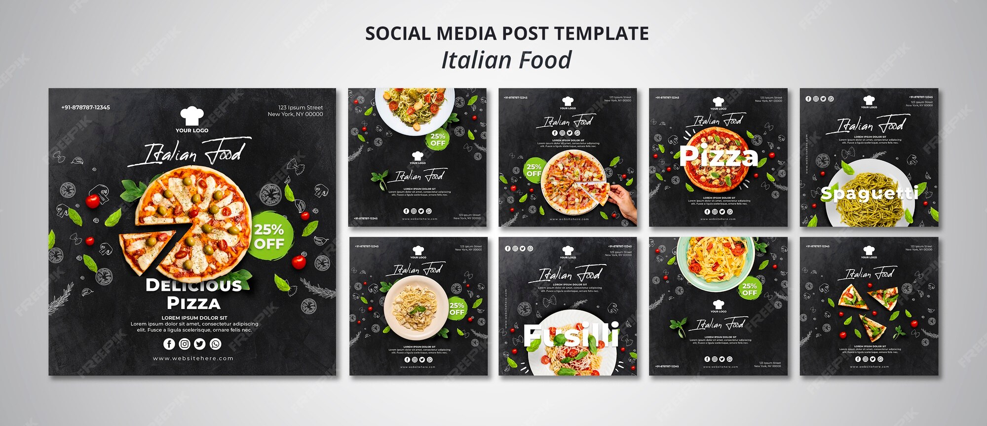 restaurant template instagram puzzle post miamich agence marketing communication social media branding food cuisine design promotion publicité visuel