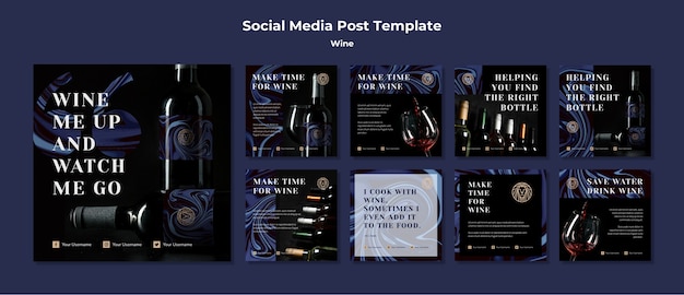 Free PSD instagram post collection for wine business