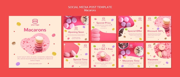 Instagram post collection with macarons