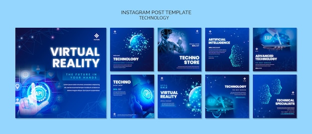 PSD gratuito design del modello di tecnologia post di instagram