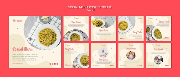 Instagram post template collection for restaurant