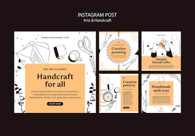 Free PSD instagram posts collection for arts and crafts