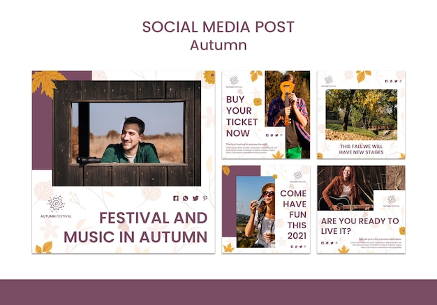 Free PSD instagram posts collection for autumn concert