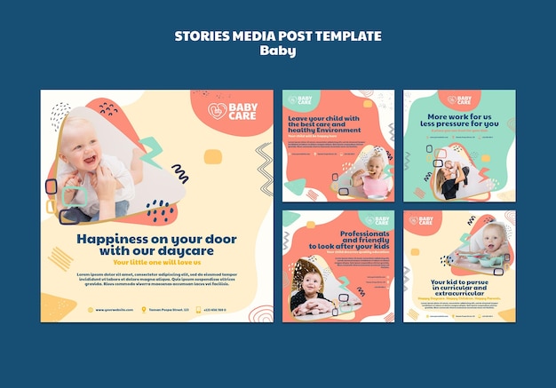 Free PSD instagram posts collection for baby care professionals