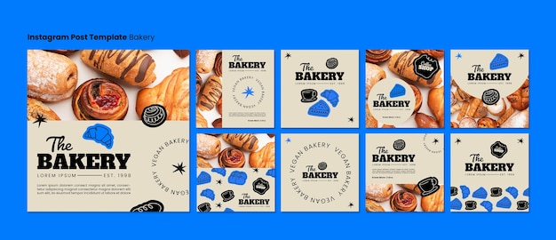 Free PSD instagram posts collection for bakery and coffee shop