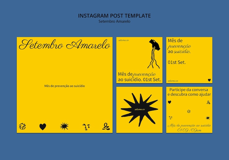 無料PSD ブラジル自殺予防月間啓発のための instagram 投稿コレクション