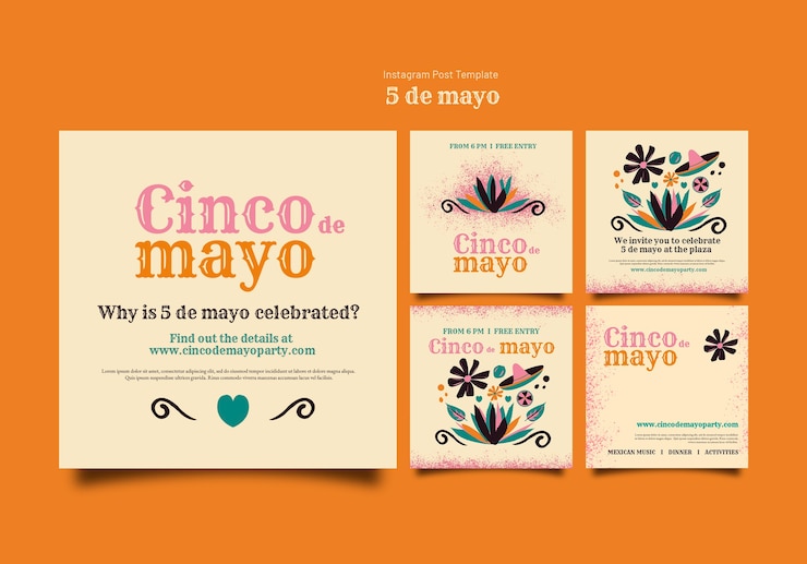 Free PSD instagram posts collection for cinco de mayo celebration
