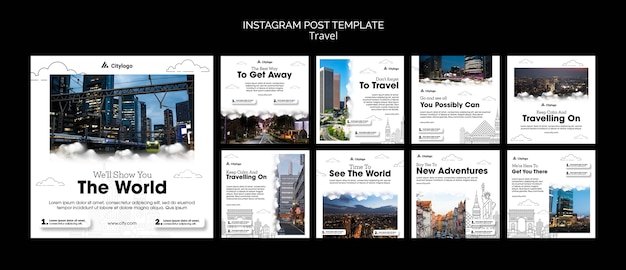 Raccolta di post di Instagram per i viaggi in città