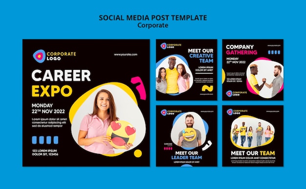 Free PSD instagram posts collection for creative corporate team