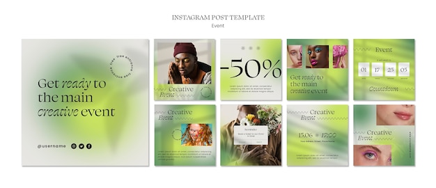 Instagram Posts Collection for Creative Event – Free PSD Templates for Download