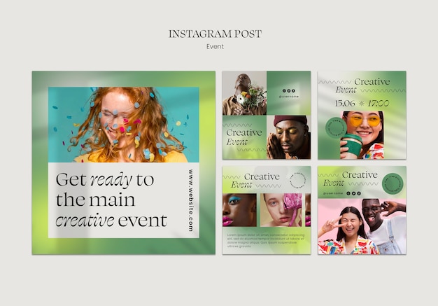 PSD gratuito raccolta di post su instagram per eventi creativi