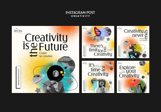 PSD gratuito raccolta di post di instagram per la creatività