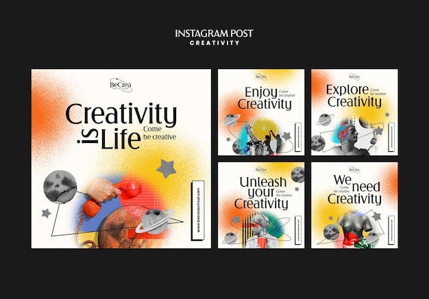 Free PSD instagram posts collection for creativity