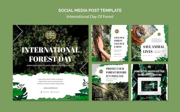 Free PSD instagram posts collection for day of forest with nature